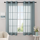 Elegant Lightweight Grommet Light Filtering Window Solid Color Sheer Curtains Dusty Blue 42Wx63L